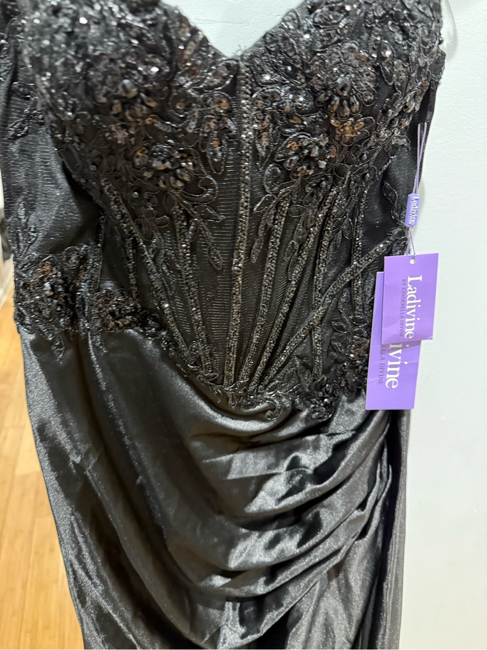 Black Embellished Evening Dress